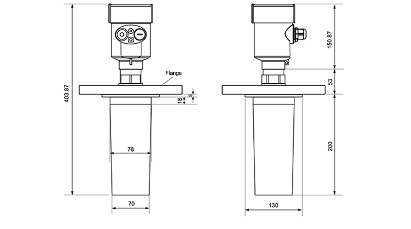 Radar level transmitter size