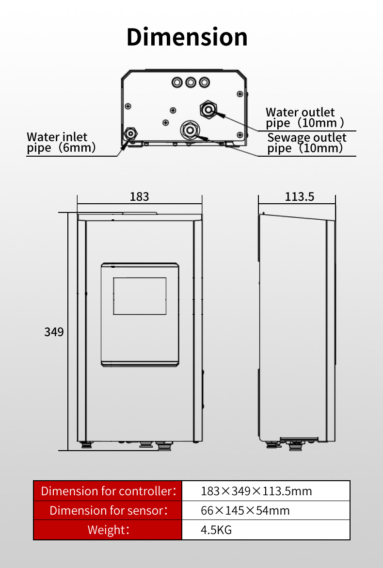 turbidity meter dimension